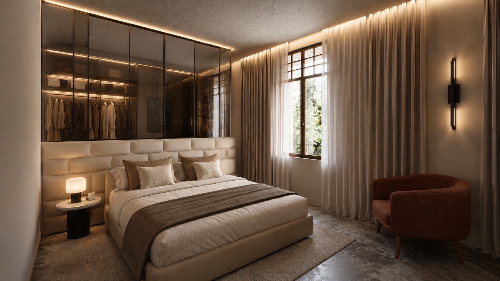 Camera da letto della residenza Magnolia — render di progetto