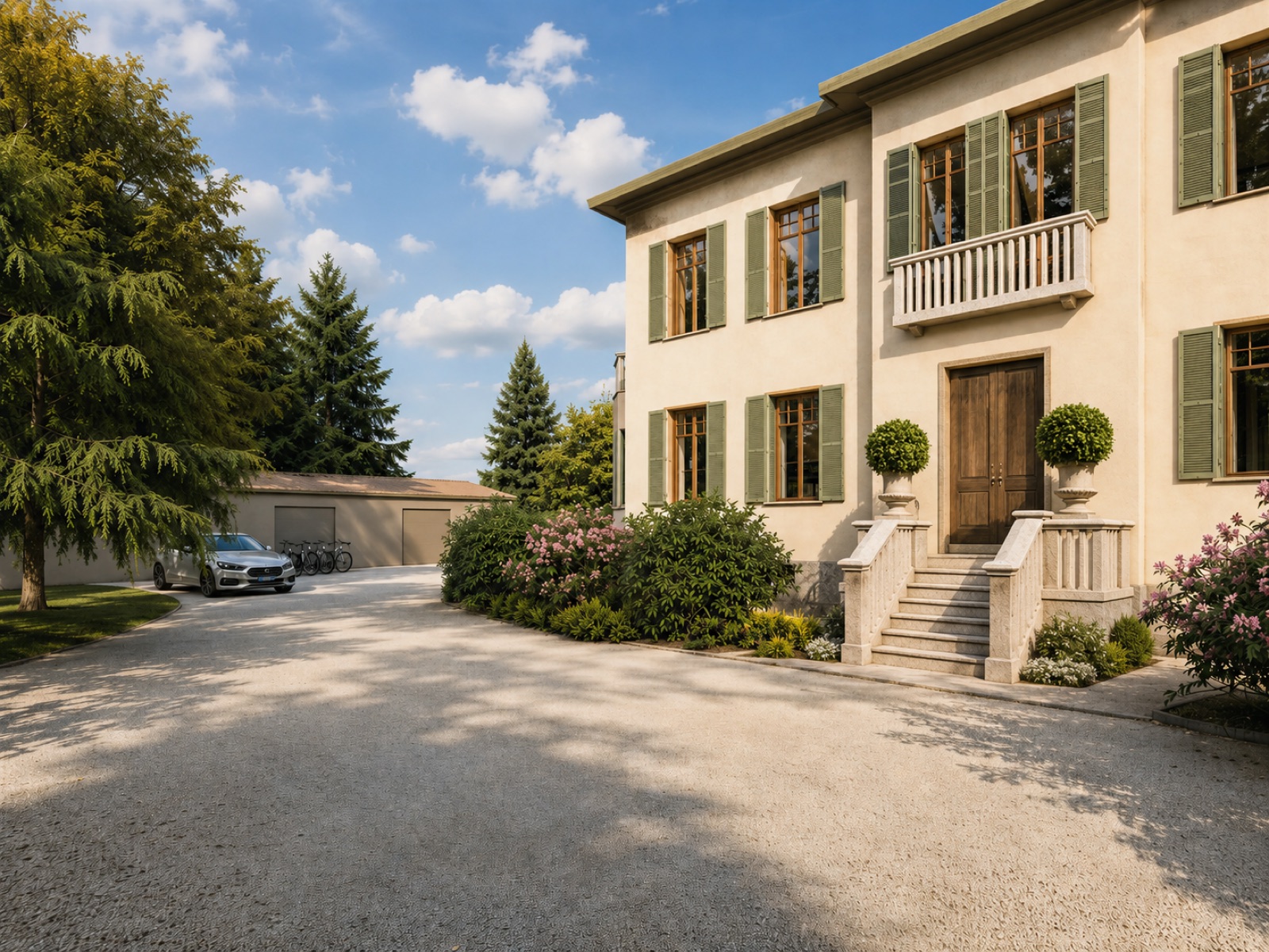 Il parco secolare che avvolge Villa Ludovica, vista d'insieme